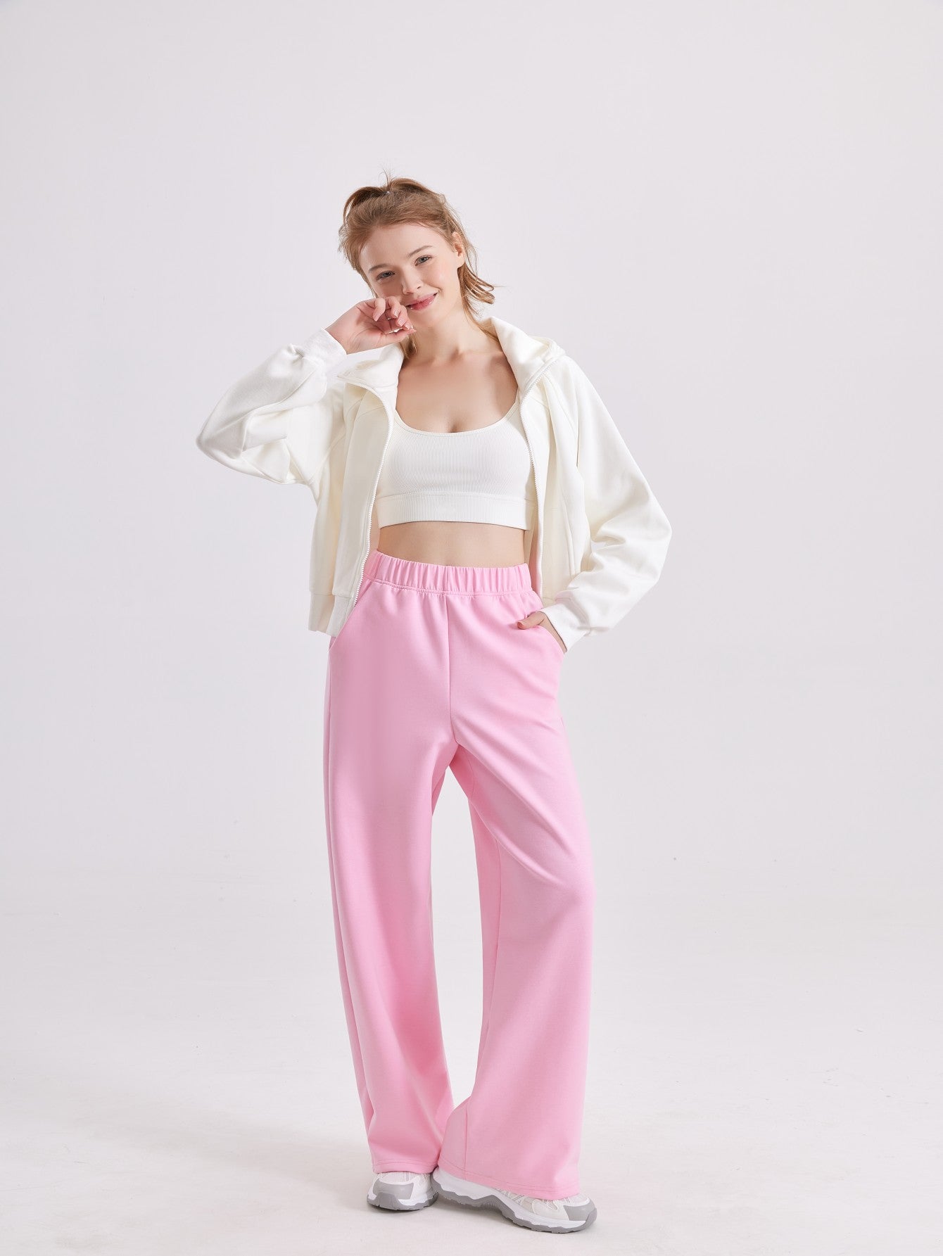 Women's-Leg Yoga Pants with Pockets, Loose Fit, Sports Casual Trousers