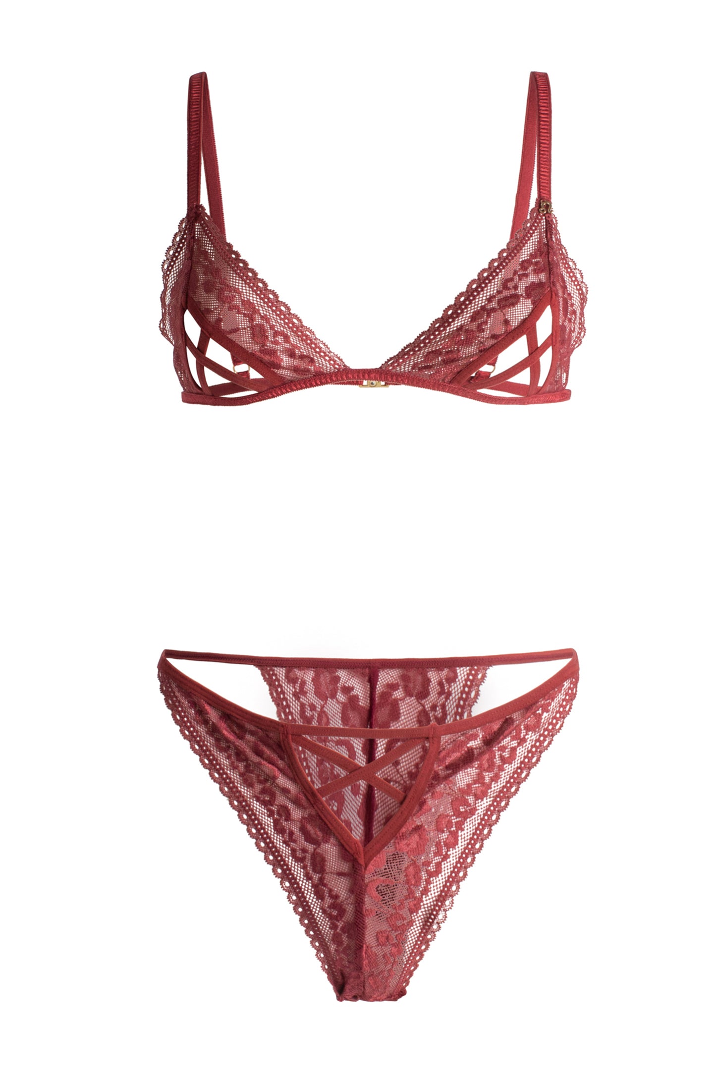 Sexy lingerie LEO Burgundy Lace Bra & Panties underwear Set