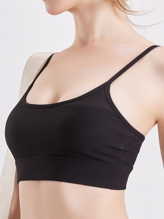 Women's Sleeveless Backless Racerback Yoga Top - High-Elasticity Ribbed Cropped Design