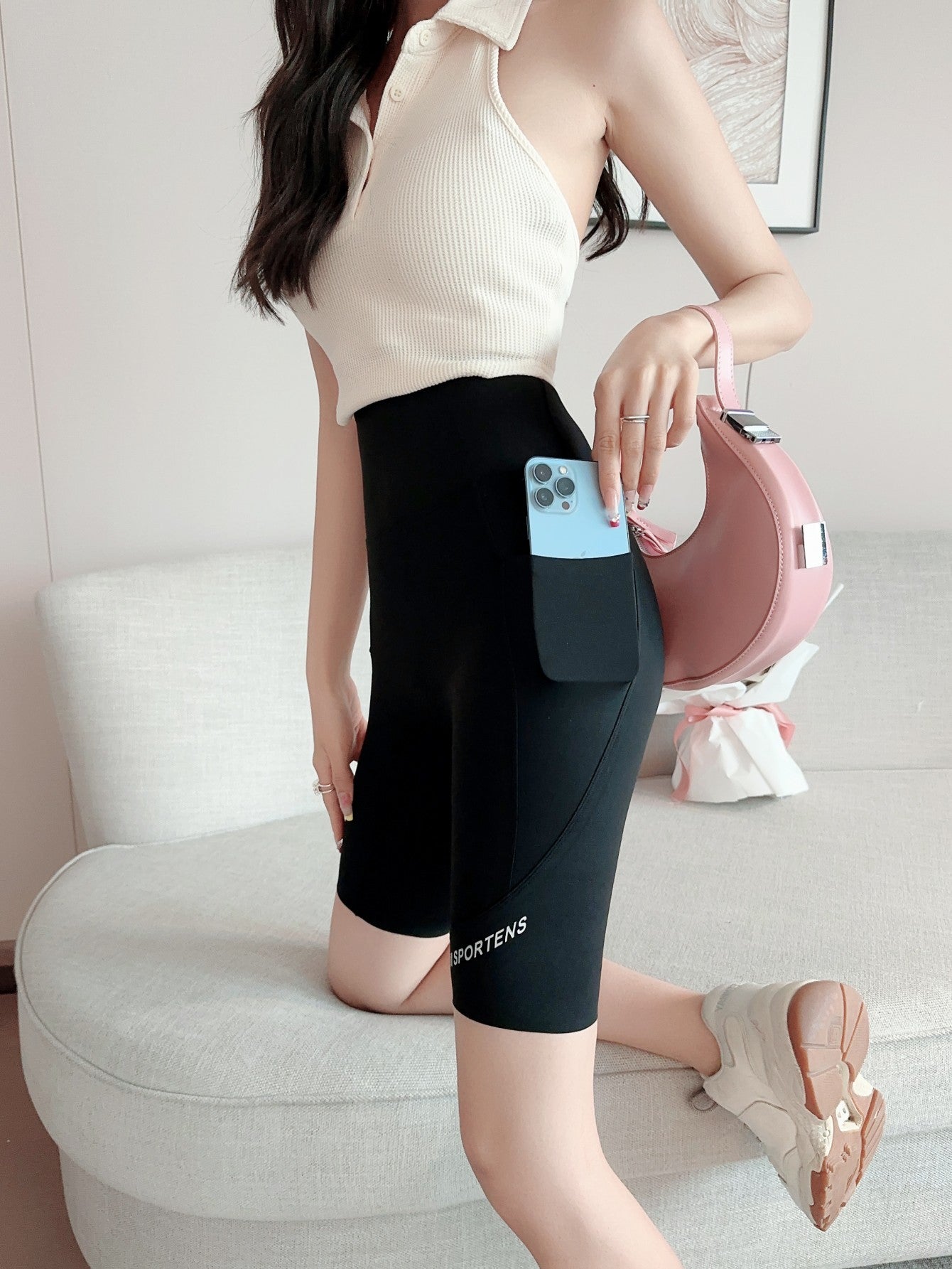 Women's High Waist Cycling Shorts with Pockets - Yoga Running Volleyball Athletic Shorts,