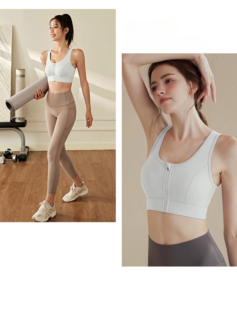 Women's Zipper Bra Yoga Athletic Sleeveless Shirts for Sports Gym Activewear