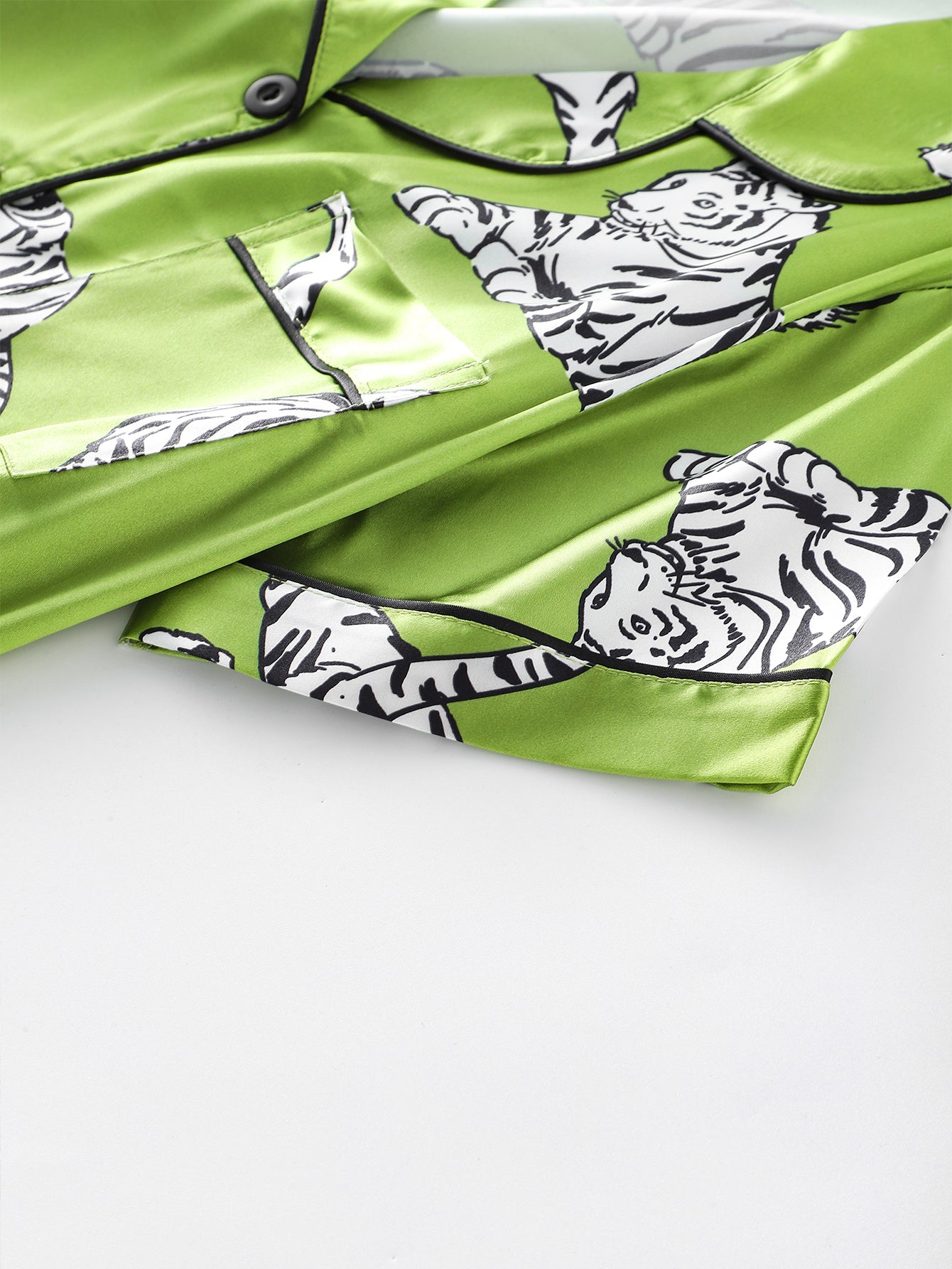 Jungle Majesty Satin Set (Short Sleeve & Shorts Set)