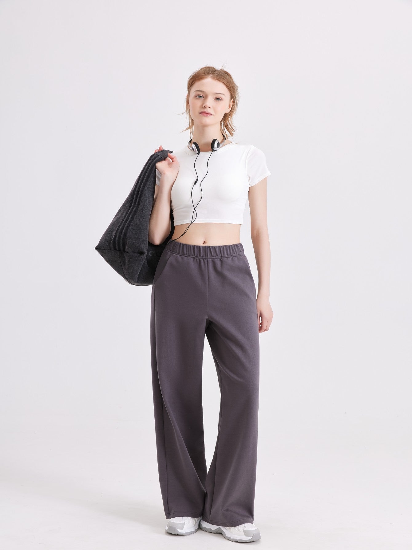 Women's-Leg Yoga Pants with Pockets, Loose Fit, Sports Casual Trousers