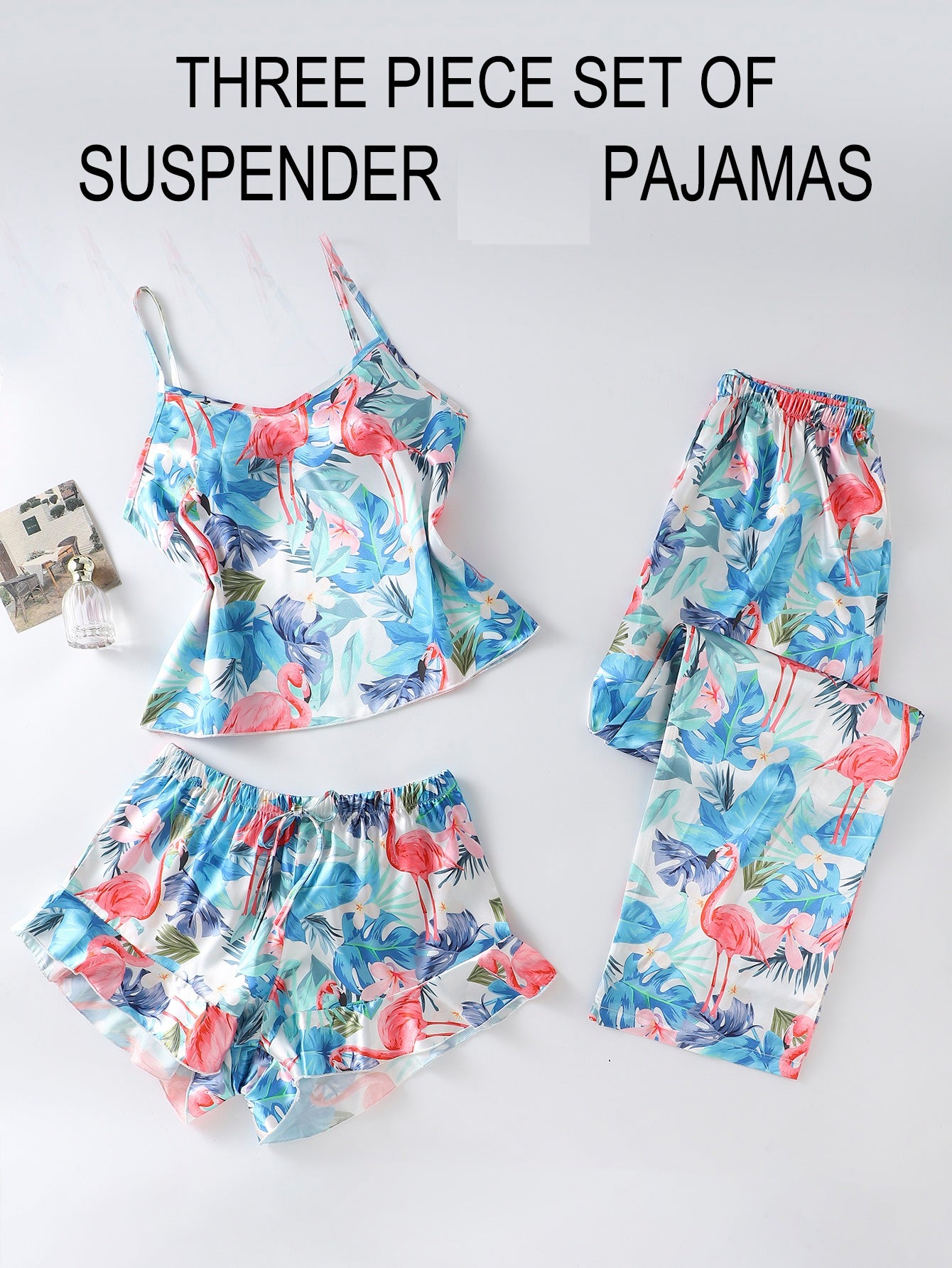 Breeze Bliss Satin Pajama Set (Three pieces set)